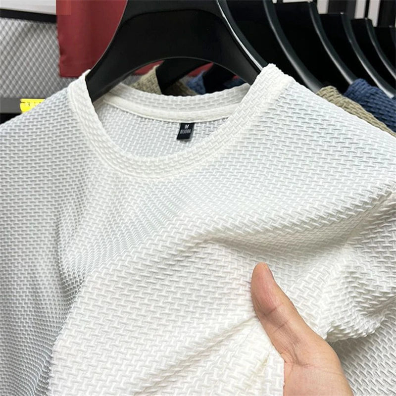 White waffle knit tee